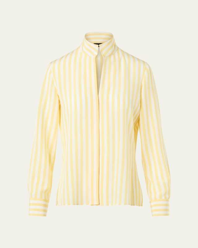 Striped Silk Crepe Button-Down Shirt
